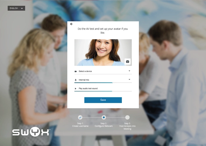 Führen Sie bei Bedarf einen Audiotest durch und richten Sie Ihren Avatar ein.
