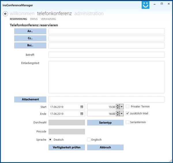 INS Conference Manager Reservierung 1