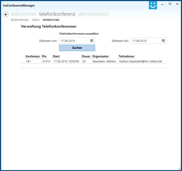 INS Conference Manager Verwaltung