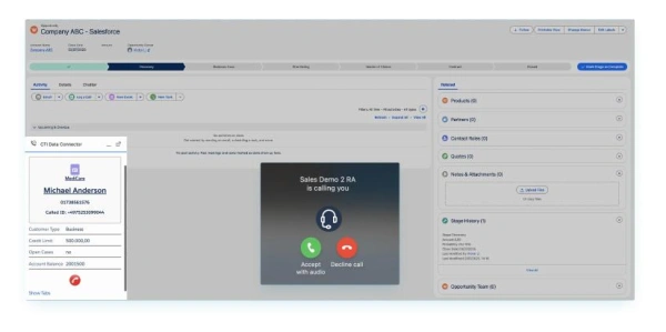 Eingehender Anruf mit Anruferkontext in Salesforce